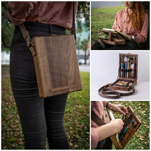 Load image into Gallery viewer, Portable Artist Wooden Box Messenger Bag: Perfect for Organizing Painting Supplies, Sketching, and Writing on the Go