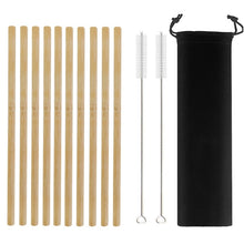 Load image into Gallery viewer, Bamboo Straws- 10 Pack with Cleaning Brush
