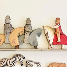 Load image into Gallery viewer, Montessori Wooden Horse and Knight Figures for Open-Ended Play