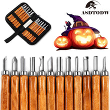 Load image into Gallery viewer, Wood Carving Chisel Set with Wood Handles - Hand Tool Kit
