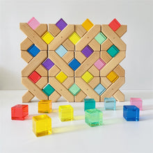 Load image into Gallery viewer, Wooden Stacking X Bricks with Acrylic Gems for Kids