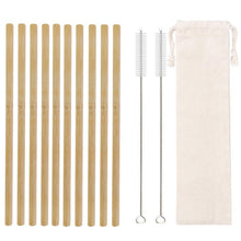 Load image into Gallery viewer, Bamboo Straws- 10 Pack with Cleaning Brush