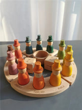 Load image into Gallery viewer, New Wooden Toys Beech Rainbow Calendar Peg Dolls Together Wizard Figurines Stacking Blocks for Kids