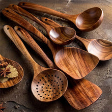 Load image into Gallery viewer, Teak Wood Serving Utensil Set