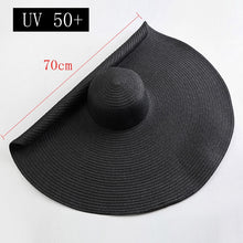 Load image into Gallery viewer, Oversized 70cm Wide Brim Straw Sun Hat - UV Protection & Foldable