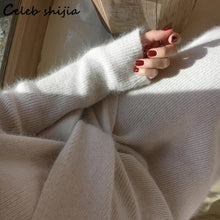 Load image into Gallery viewer, Winter Wool V-neck Maxi Sweater Dress