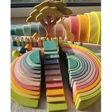 Load image into Gallery viewer, Wooden Pastel Rainbow Stacking Blocks, Peg Dolls, and Sorting Balls for Kids Play