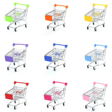Load image into Gallery viewer, 1:48 Mini Shopping Cart Simulation Supermarket Hand Trolleys Pretend Play Toy Kids Room Desktop Storage Basket Simulation Toy