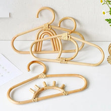 Load image into Gallery viewer, Rattan Kids Garment Organizer Rack with Wall Hooks or Rattan Hanger Sets