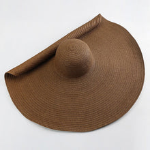 Load image into Gallery viewer, Oversized 70cm Wide Brim Straw Sun Hat - UV Protection & Foldable