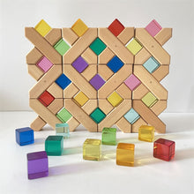 Load image into Gallery viewer, Wooden Stacking X Bricks with Acrylic Gems for Kids