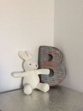 Load image into Gallery viewer, Knitted Organic Cotton White Bunny Baby Rattle

