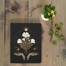 Load image into Gallery viewer, Celestial Flowers Medium Layflat Journal Notebook
