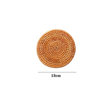 Load image into Gallery viewer, KEMORELA 1PC Round Natural Rattan Coasters Bowl Pad Handmade Padding Cup Mat Insulation Placemats Kitchen Decoration Accessories
