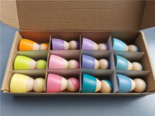 Load image into Gallery viewer, Wooden Peg Dolls with Crochet Hats, Rainbow Set
