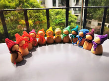 Load image into Gallery viewer, Wooden Peg Dolls with Crochet Hats, Rainbow Set
