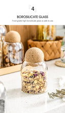 Load image into Gallery viewer, Transparent Lead-free Glass Bottle With Ball Cork Lid Storage Jar Tank Sealed Tea Cans Dried Fruit Cereal Snacks Coffee Contains
