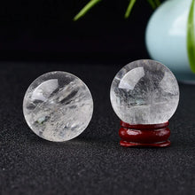 Load image into Gallery viewer, Clear Quartz Sphere with Wooden Stand, Natural, 30mm
