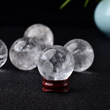 Load image into Gallery viewer, Clear Quartz Sphere with Wooden Stand, Natural, 30mm
