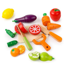 Load image into Gallery viewer, Wooden magnetic cutting fruit and vegetables set
