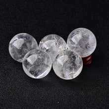 Load image into Gallery viewer, Clear Quartz Sphere with Wooden Stand, Natural, 30mm
