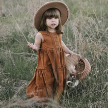 Load image into Gallery viewer, Girls Beach Dress Summer Vintage Plated Tutu Skirt Dress for Girls Clothes Breathable Linen Cotton Toddler Girls Boho Dress 1-7Y
