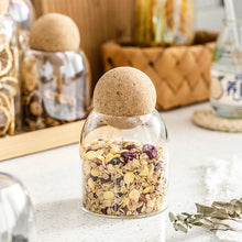 Load image into Gallery viewer, Transparent Lead-free Glass Bottle With Ball Cork Lid Storage Jar Tank Sealed Tea Cans Dried Fruit Cereal Snacks Coffee Contains
