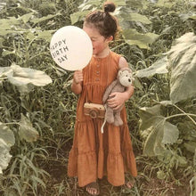 Load image into Gallery viewer, Girls Beach Dress Summer Vintage Plated Tutu Skirt Dress for Girls Clothes Breathable Linen Cotton Toddler Girls Boho Dress 1-7Y
