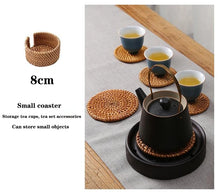 Load image into Gallery viewer, KEMORELA 1PC Round Natural Rattan Coasters Bowl Pad Handmade Padding Cup Mat Insulation Placemats Kitchen Decoration Accessories
