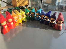 Load image into Gallery viewer, Wooden Peg Dolls with Crochet Hats, Rainbow Set
