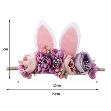 Load image into Gallery viewer, Easter Day Baby Headband Rabbit Ear Newborn Photography Props Boy Girl Nylon Hair Bands Artificial Flower Festival Headwrap
