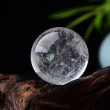 Load image into Gallery viewer, Clear Quartz Sphere with Wooden Stand, Natural, 30mm
