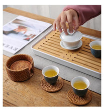 Load image into Gallery viewer, Handmade Round Rattan Coaster - Heat-Resistant Cup Mat
