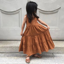 Load image into Gallery viewer, Girls Beach Dress Summer Vintage Plated Tutu Skirt Dress for Girls Clothes Breathable Linen Cotton Toddler Girls Boho Dress 1-7Y
