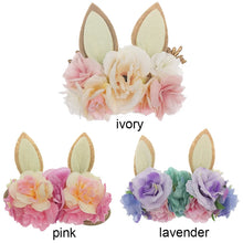 Load image into Gallery viewer, Lovely Baby Girls Easter Day Headband Rabbit Ear Newborn Photo Props Cute Elastic Flower Crown Hairbands Party Hair Accessories
