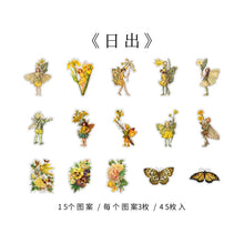 Load image into Gallery viewer, Yoofun 45pcs/box Fairy butterflies Waterproof PET Stickers Vintage Flower Elfin Decorative Label for Scrapbooking Journal DIY
