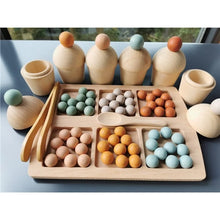 Load image into Gallery viewer, Kids Montessori Toy Wooden Sorting Cups with Beads Sensory Popsicles Waffle Birthday Cake with Digital Candle
