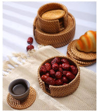 Load image into Gallery viewer, Handmade Round Rattan Coaster - Heat-Resistant Cup Mat
