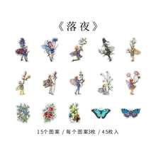 Load image into Gallery viewer, Yoofun 45pcs/box Fairy butterflies Waterproof PET Stickers Vintage Flower Elfin Decorative Label for Scrapbooking Journal DIY
