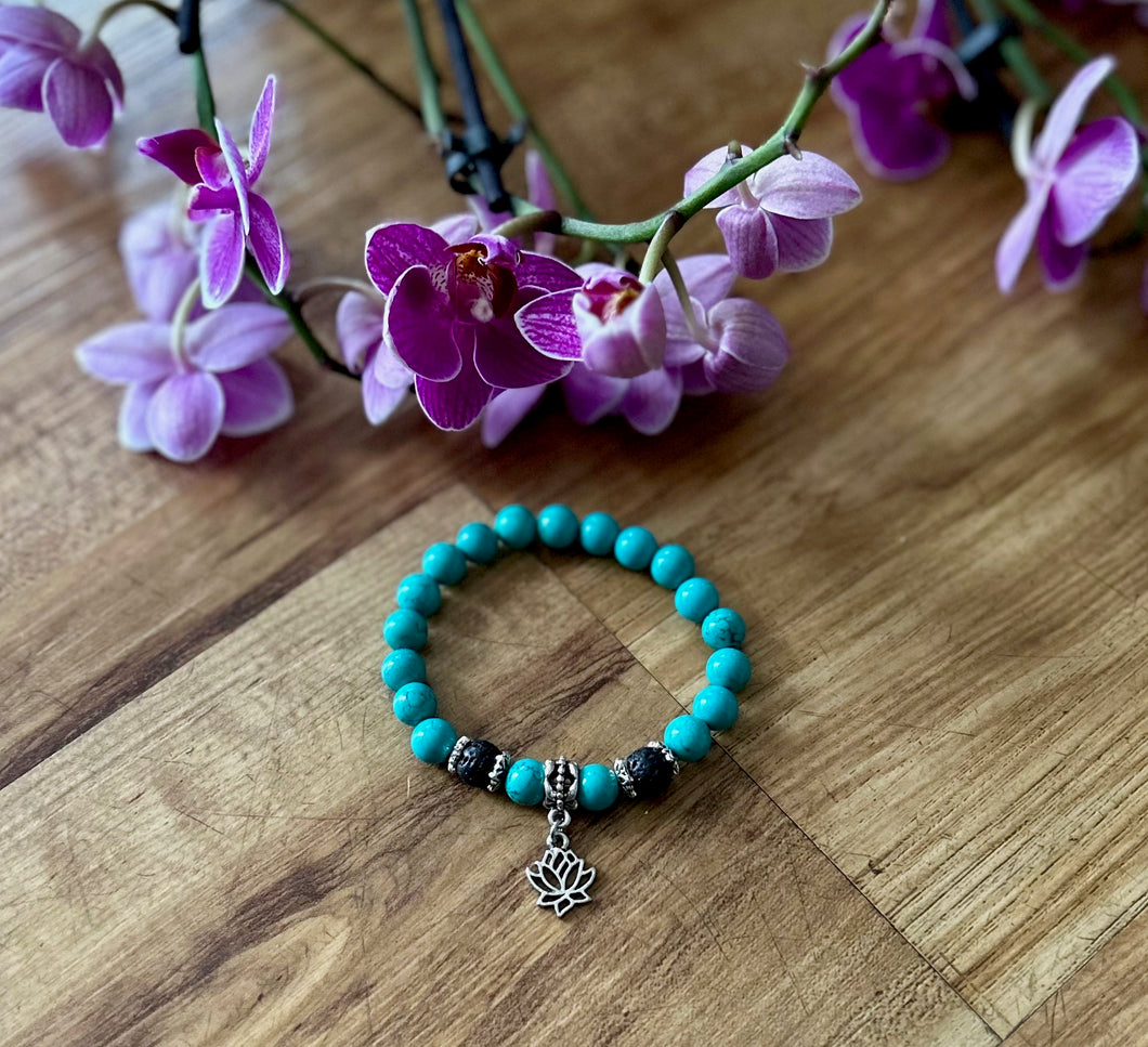 Turquoise Lotus Aromatherapy Natural Gemstone Bracelet