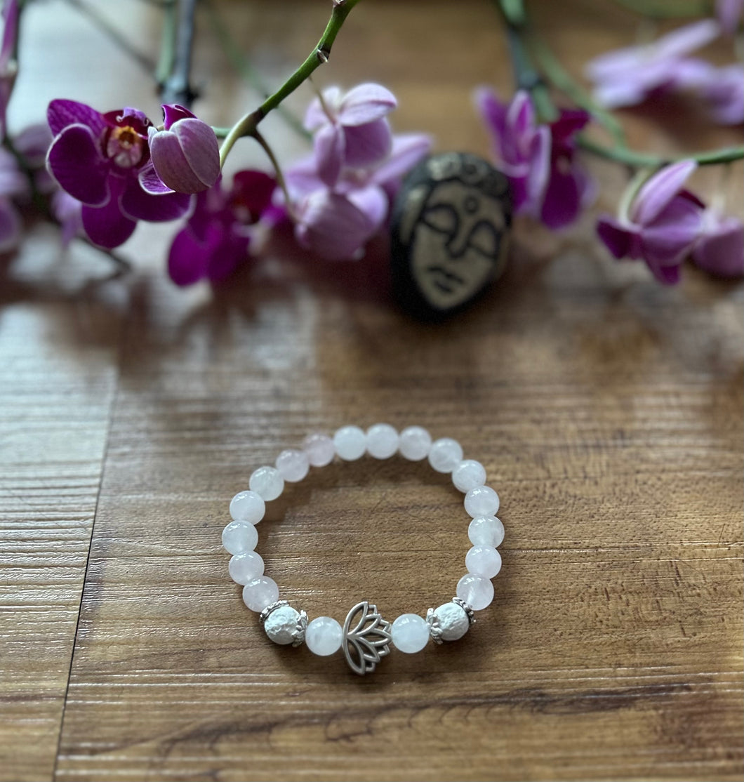Rose Quartz Lotus Aromatherapy Natural Gemstone Bracelet