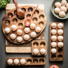 Load image into Gallery viewer, Japanese Style Wooden Double Row Egg Storage Box Home Organizer Rack Eggs Refrigerator Holder Kitchen Fresh Keeping Accessories
