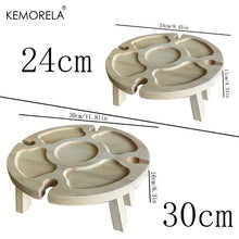 Load image into Gallery viewer, KEMORELA 1 Wooden Portable Dining Table 30Cm/24Cm Casual Snack Table Fruit Tray Outdoor Wine Rack Travel Picnic Folding Table
