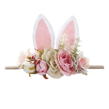Load image into Gallery viewer, Lovely Baby Girls Easter Day Headband Rabbit Ear Newborn Photo Props Cute Elastic Flower Crown Hairbands Party Hair Accessories
