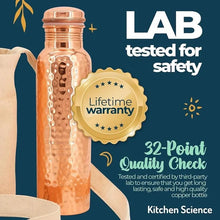 Load image into Gallery viewer, Kitchen Science Copper Water Bottle (32oz/950ml) w/a Carrying Canvas Bag | 100% Pure Copper Bottle for Drinking Water
