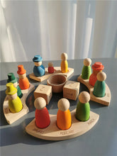 Load image into Gallery viewer, New Wooden Toys Beech Rainbow Calendar Peg Dolls Together Wizard Figurines Stacking Blocks for Kids

