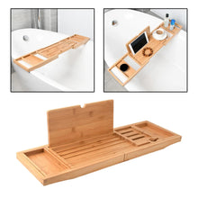 Load image into Gallery viewer, Expandable Luxury Wooden Bathtub Caddy Tray Accessories 23.62&#39;&#39;-34.25&#39;&#39; Soap Dish Non Slip Tablet Holder
