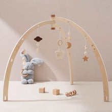 Load image into Gallery viewer, Baby Montessori Toys Wooden Gym Frame Splint Triangle Newborn Activity Gym Frame Star Cloud Hanging Pendant Baby Rattle Toys
