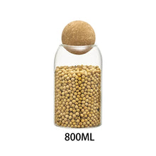 Load image into Gallery viewer, Transparent Lead-free Glass Bottle With Ball Cork Lid Storage Jar Tank Sealed Tea Cans Dried Fruit Cereal Snacks Coffee Contains
