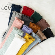 Load image into Gallery viewer, Ruffle-Top Cotton Knee Socks for Little Ones
